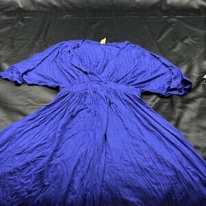 Frenzii womens royal blue v neck short sleeve mini dress